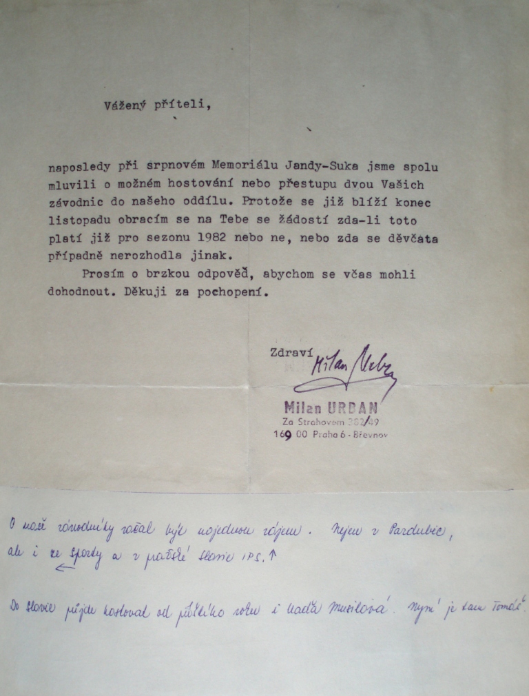 32 Dopis z pražské Slavie